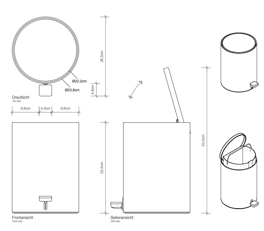 Ведро для ванной комнаты Decor Walther Basic с педалью 06136 ФОТО