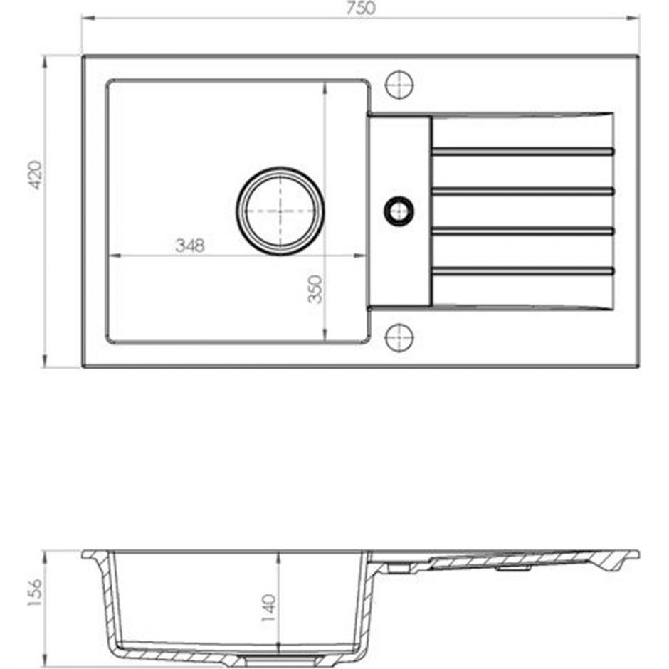 Мойка для кухни Alveus GRANITAL GENESIS AMARO 130 75х42х14 см ФОТО