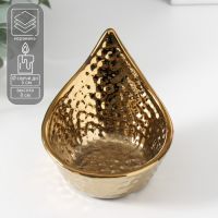 Подсвечник керамика на 1 свечу «Капля», d=5 см, золото, 11?9?8 см