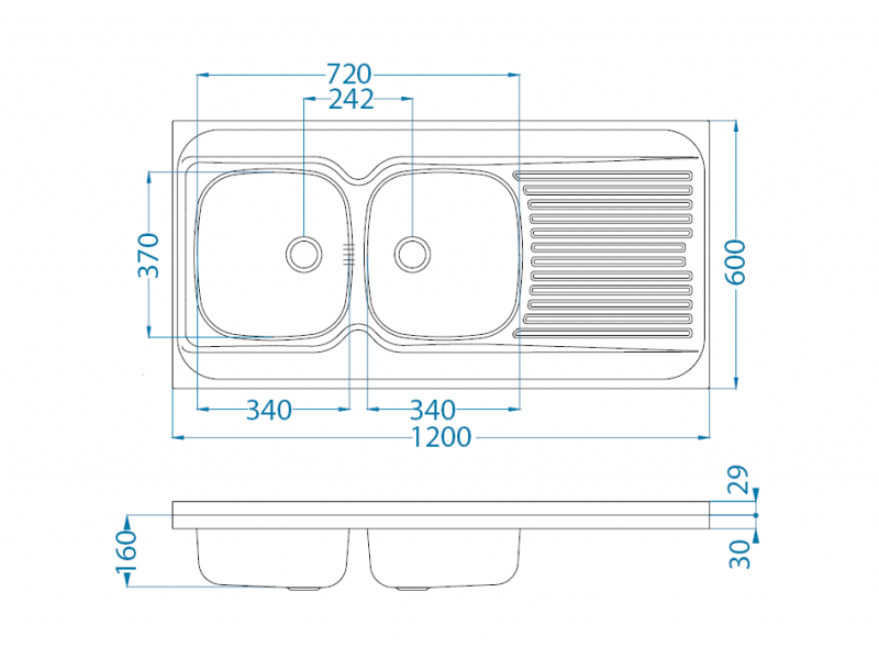 Мойка для кухни накладная Alveus CLASSIC 100 R 1008991 правая в комплекте сифоном 120х60 см ФОТО
