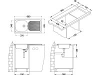Мойка для кухни Alveus BASIC 60 LEI-60 в комплекте с сифоном 86х43,5 см схема 3
