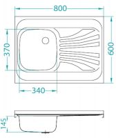 Мойка для кухни Alveus GENESIS PRIMAL 010D-NNI-60 без выпуска и сифона 80х60 см схема 2