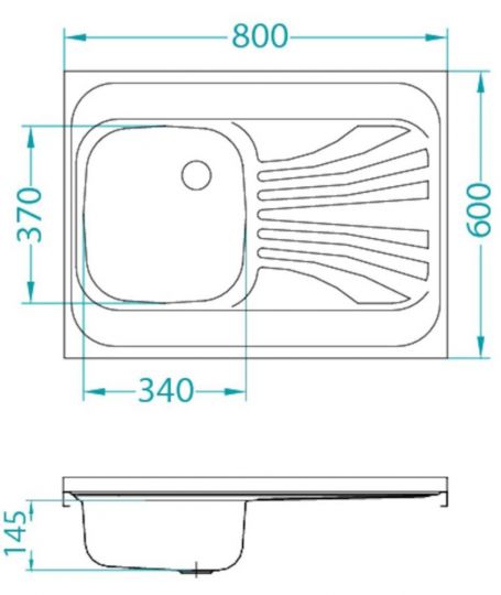 Мойка для кухни Alveus GENESIS PRIMAL 010D-NNI-60 без выпуска и сифона 80х60 см схема 2