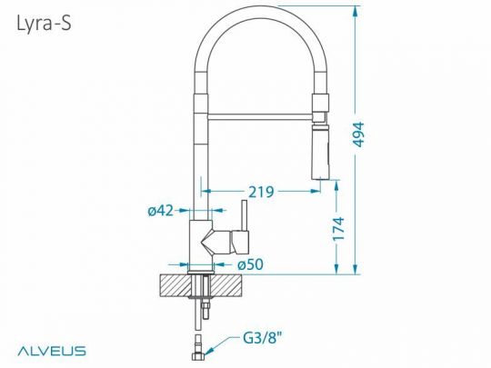 Смеситель для кухни Alveus LYRA - S CHR 1132184 схема 5