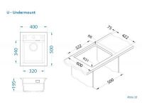 Мойка для кухни Alveus GRANITAL ATROX 10 в комплекте с сифоном 40х50 см схема 18