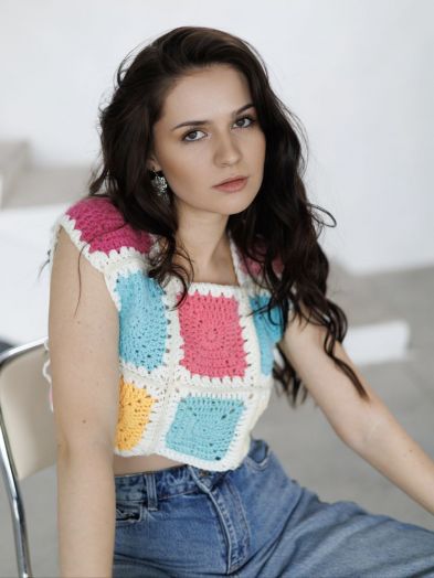 Жилетка вязаная кроше