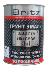 Грунт-Эмаль 3в1 Britz 2.2кг Красно-Коричневая, по Ржавчине, Быстросохнущий, Атмосферостойкий.