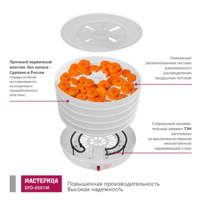 Сушилка для овощей и фруктов «?Мастерица EFD-0501M», 125 Вт, белая