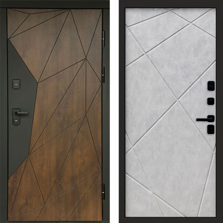 Входная дверь Termo-door Премиум винорит Геометрия Дуб с терморазрывом - Лучи Бетон светлый