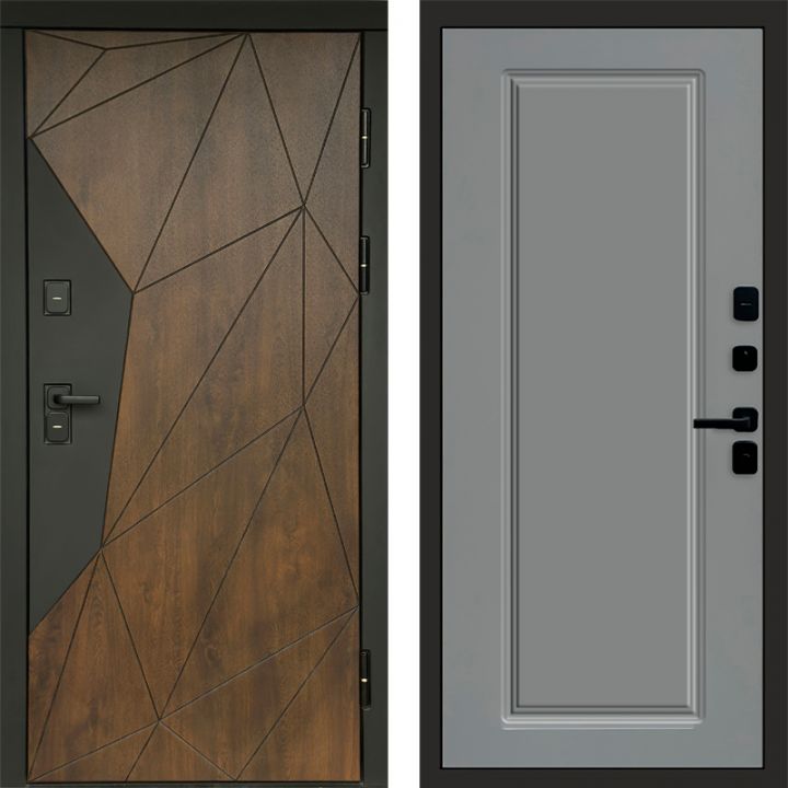Входная дверь Termo-door Премиум винорит Геометрия Дуб с терморазрывом - Гранд Грей софт