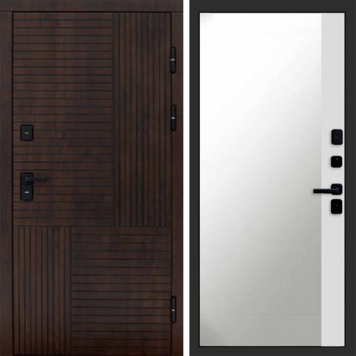 Входная дверь Termo-door Премиум винорит Веста Дуб с терморазрывом - Широкое Зеркало Фацет Белый софт