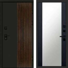 Входная дверь Termo-door Премиум винорит Форт Дуб с терморазрывом - Зеркало Черный кварц+тонировка