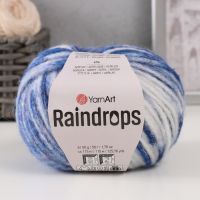 Пряжа для вязания спицами, крючком YarnArt, Raindrops, 18% шерсть, 35% полиамид, 47% акрил, 115 м/50 г, (2907 синий меланж)