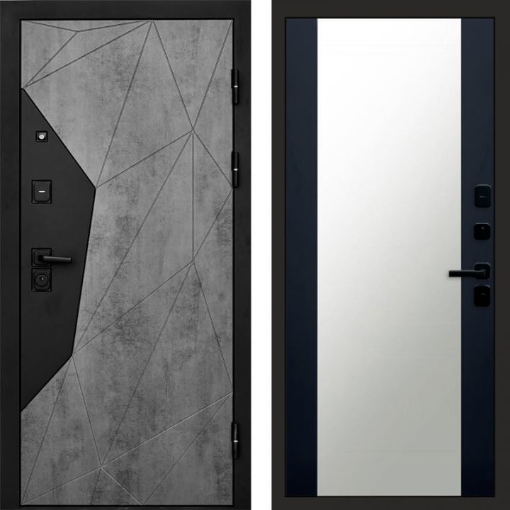 Входная дверь Termo-door Авангард Бетон - Зеркало Черный кварц+тонировка