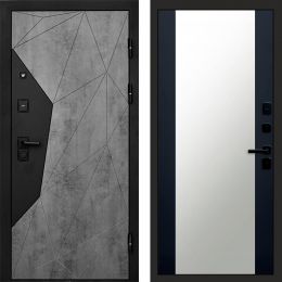 Входная дверь Termo-door Авангард Бетон - Зеркало Черный кварц+тонировка
