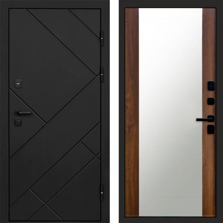 Входная дверь Termo-door Стоун Black - Зеркало Дуб