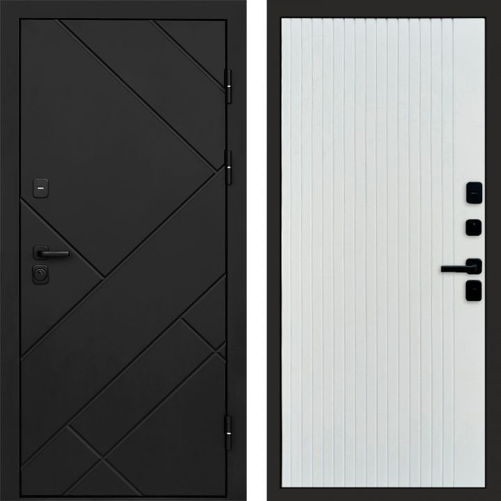 Входная дверь Termo-door Стоун Black - FLAT Белый софт