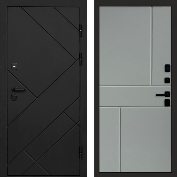 Входная дверь Termo-door Стоун Black - Горизонт Грей софт