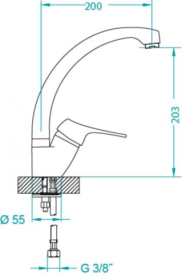 Смеситель для кухни Alveus GENESIS GM 230 G55 AQ 1123740 схема 2 Смеситель для кухни Alveus GENESIS GM 230 G55 AQ 1123740 схема 2
