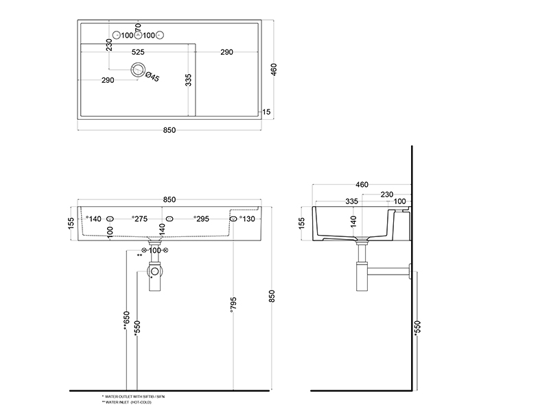 Cielo Plinio раковина 1150x460x160 мм, накладная, без отверстий для смесителя, без перелива ФОТО