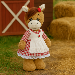 Набор для пошива игрушки лошадка девочка Дейзи в красном // Кантри