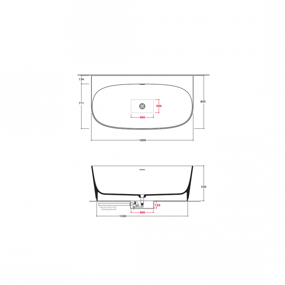 Овальная Ванна Globo Nives KOIB126 160x84,5 см ФОТО