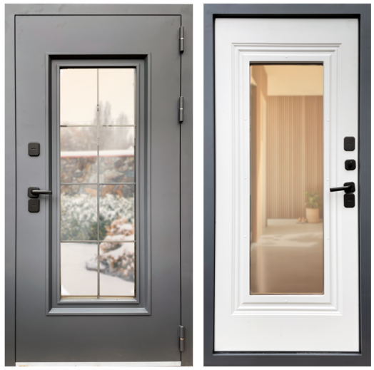 Входная дверь с терморазрывом и стеклопакетом Север Муар 7024 - Белый