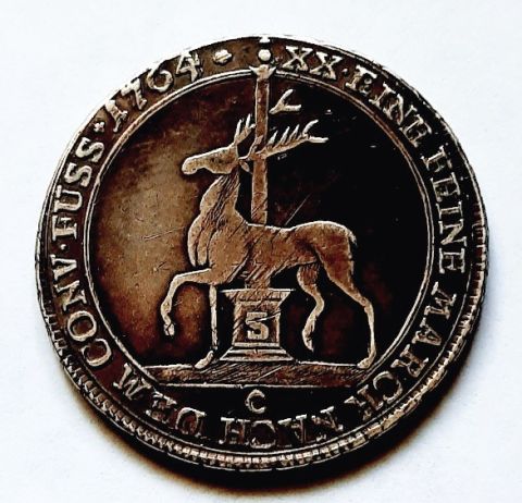 Гульден 2/3 талера 1764 Штольберг AUNC Германия