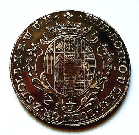 Гульден 2/3 талера 1764 Штольберг AUNC Германия
