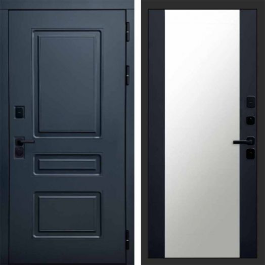 Входная дверь Termo-door Аляска Графит с терморазрывом - Зеркало Черный кварц+тонировка