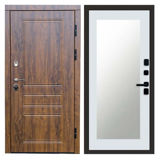 Входная дверь Termo-door Премиум винорит Орегон Дуб с терморазрывом - Зеркало триумф Белый софт