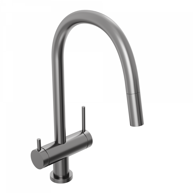 Смеситель для кухни ABELSBERG Aera с вытяжным изливом, космическая сталь, EMF71709GM