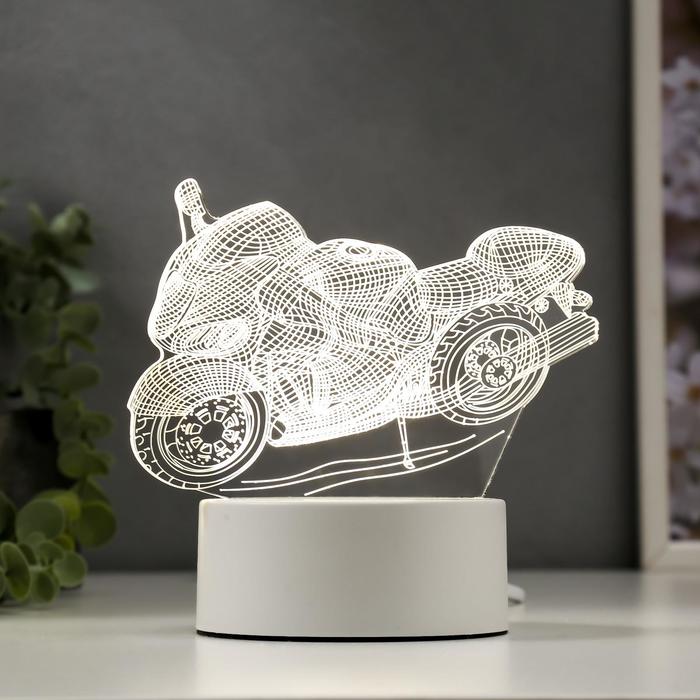 Светильник «Гоночный мотоцикл» LED белый от сети 9.5?16?14 см RISALUX