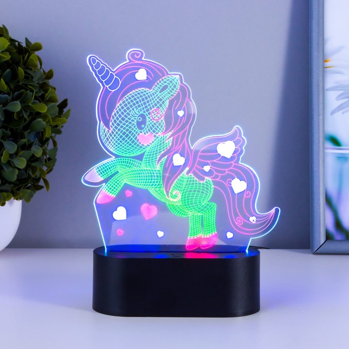 Светильник сенсорный «Единорожек» LED USB (90 см) от батареек 3xАА черный 14?5.5?18.5 см RISALUX 765