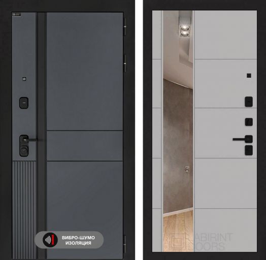 Входная дверь Лабиринт EVOLAB - Зеркало 19 Грей софт