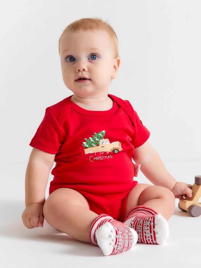 Боди Крошка Я My 1st Christmas, рост 62-68 см, красное