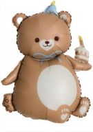 Шар фольга Фигура Мишка с кексиком 90 см бежевый