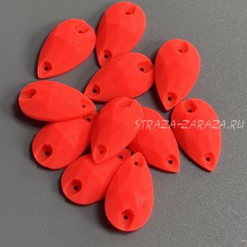 Матовые Пластиковые Пришивные Стразы Fluo_Coral Капля 11*18 мм