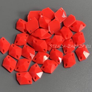 Глянцевые Пластиковые Пришивные Стразы Fluo_Coral Космик 13*17 мм