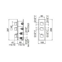 Встраиваемая часть термостатического смесителя с 2 выходами Carimali W21028 схема 2 Встраиваемая часть термостатического смесителя с 2 выходами Carimali W21028 схема 2