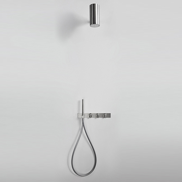 Изображение Встраиваемый термостатический смеситель для душа Agape Square с ручным душем и шлангом цвет: глянец