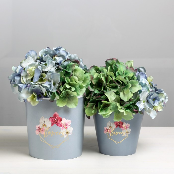 Набор кашпо для цветов 2 в 1 Flowers, тиснение, 0.8 и 1.6 л, 11?12 и 14?14 см
