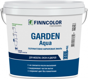 Эмаль Акриловая Finncolor Garden Aqua 9л Универсальная, Полуматовая для Внутренних Работ Без Запаха / Финнколор Гардн Аква*.