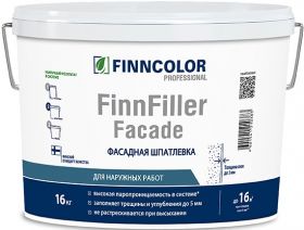 Шпатлевка Фасадная Finncolor FinnFiller Facade 16кг до 5 мм Акриловая, Финишная, Водостойкая, Малоусадочная / Финнколор.