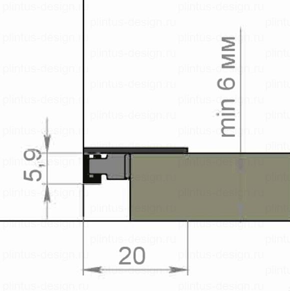 Микроплинтус 620 чёрный анодированный, 6м