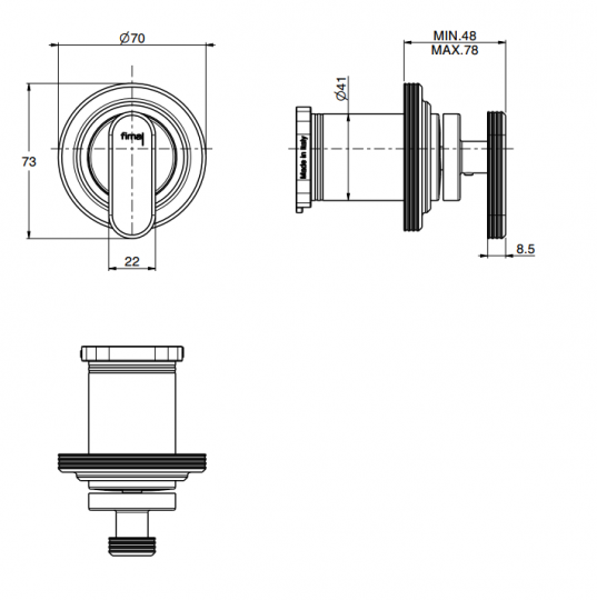 Однорычажный смеситель Fima - Carlo Frattini Park Lane встраиваемый для душа F1303N1 схема 2 Однорычажный смеситель Fima - Carlo Frattini Park Lane встраиваемый для душа F1303N1 схема 2