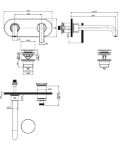 Однорычажный смеситель Fima - Carlo Frattini Park Lane настенный для раковины F1301WLX5 схема 2