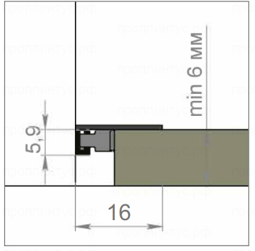 Щелевой плинтус, чёрный анодированный 16 мм