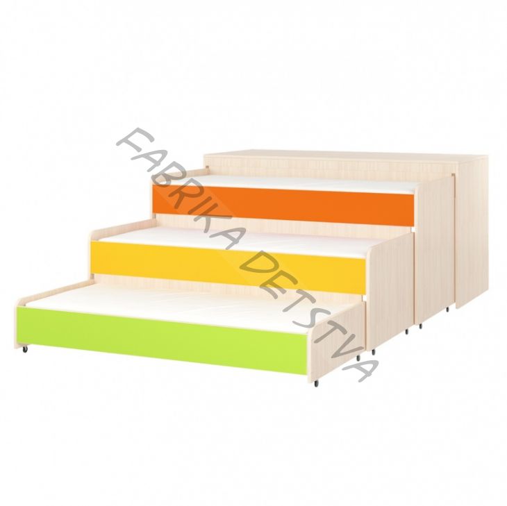 Кровать-тумба трехъярусная трансформер (выкатная)