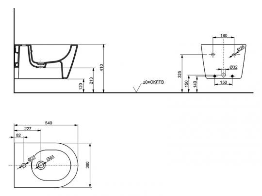 Биде подвесное TOTO RP B552E#XW схема 2